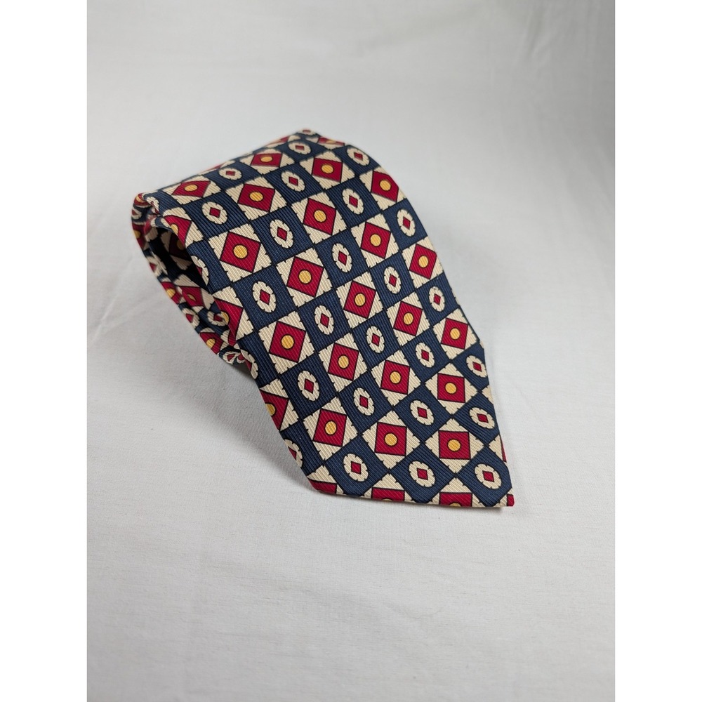 Tommy Hilfiger Vintage Men's Tie Geometric 100% Italian Silk Made In USA